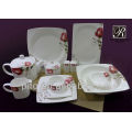 P &amp; T en porcelaine en forme carrée vaisselle design fleur design en porcelaine